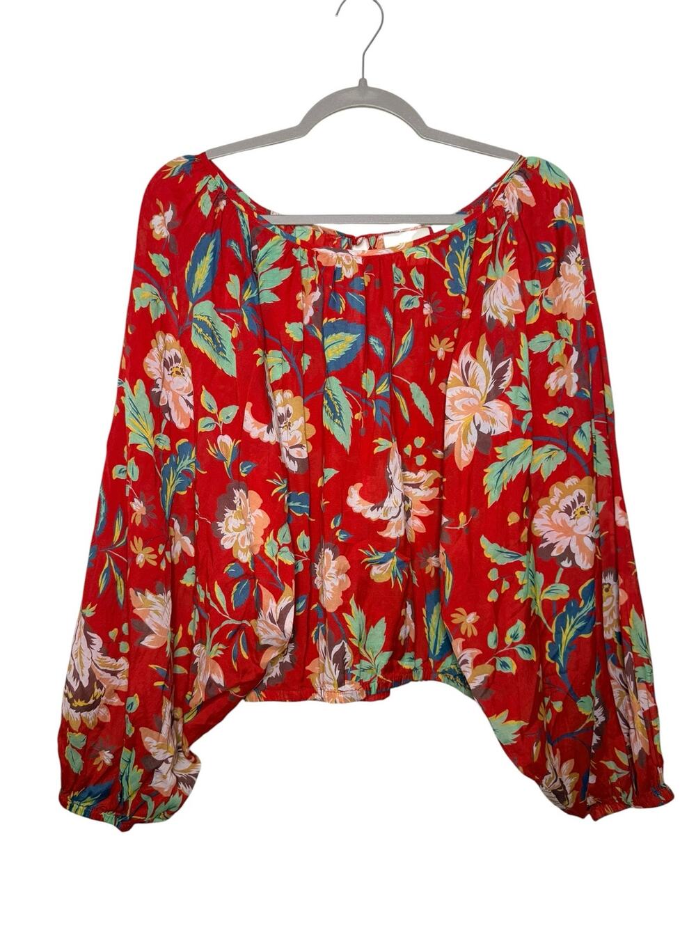 Anthropologie Maeve Lake House Floral Blouse Women M Red Boho‎